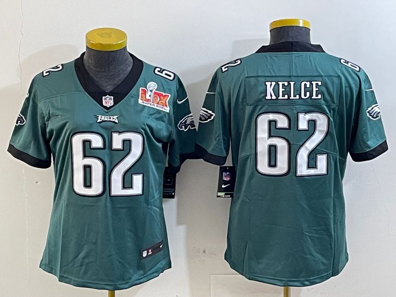 Youth Philadelphia Eagles #62 Kelce Green 2025 Nike Vapor Limited NFL Jersey style 2